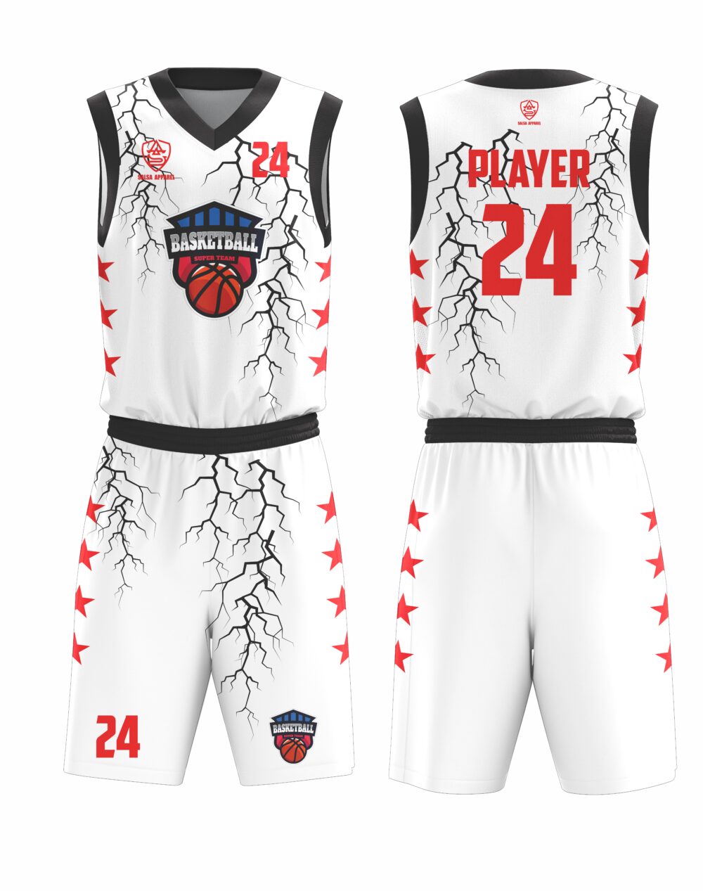 Lightning custom youth basketball uniform with logo design